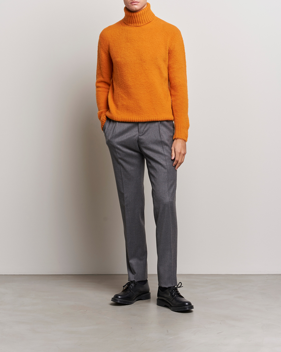Uomini | Maglieria | Piacenza Cashmere | Brushed Wool Rollneck Orange