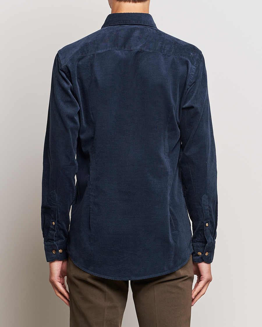 Uomini | Camicie | Eton | Slim Fit Fine Wale Corduroy Shirt Navy Blue