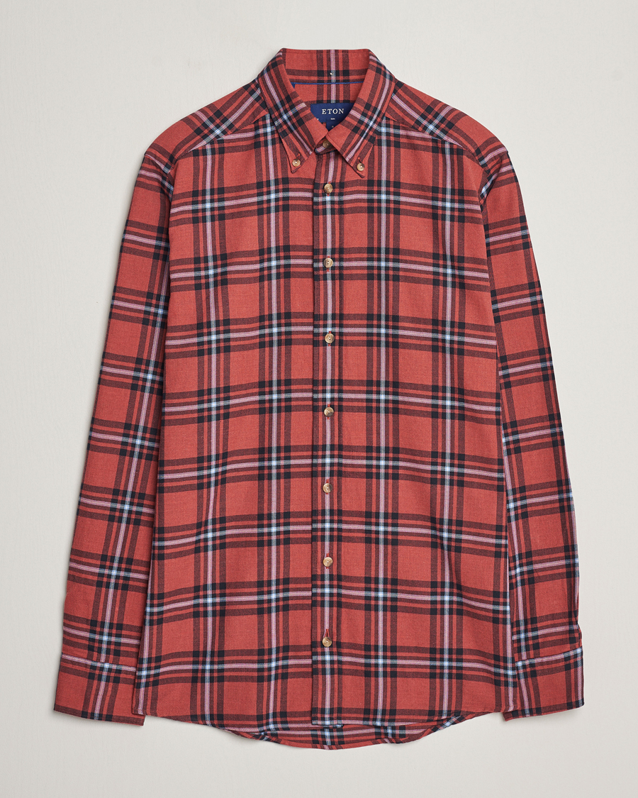 Uomini | Camicie | Eton | Regular Fit Checked Flannel Shirt Red/Navy