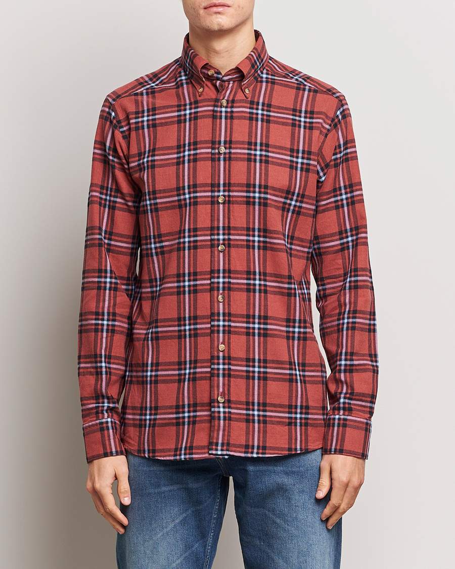 Uomini | Camicie | Eton | Regular Fit Checked Flannel Shirt Red/Navy