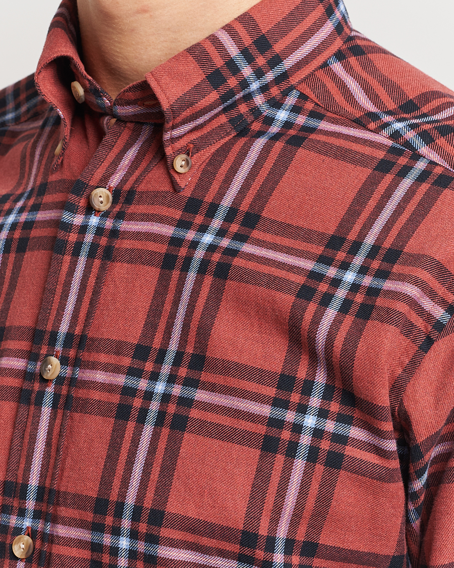 Uomini | Camicie | Eton | Regular Fit Checked Flannel Shirt Red/Navy
