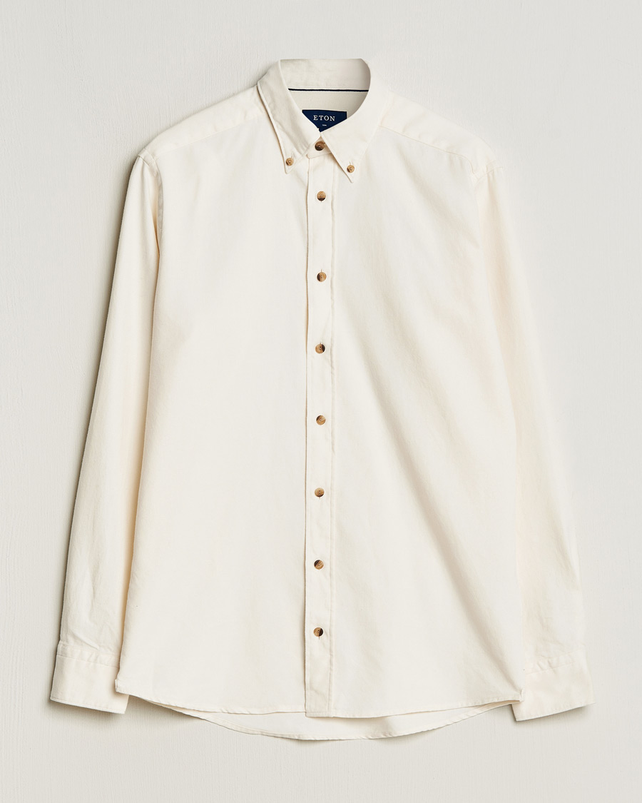 Uomini | Camicie | Eton | Slim Fit Twill Flannel Shirt Off White