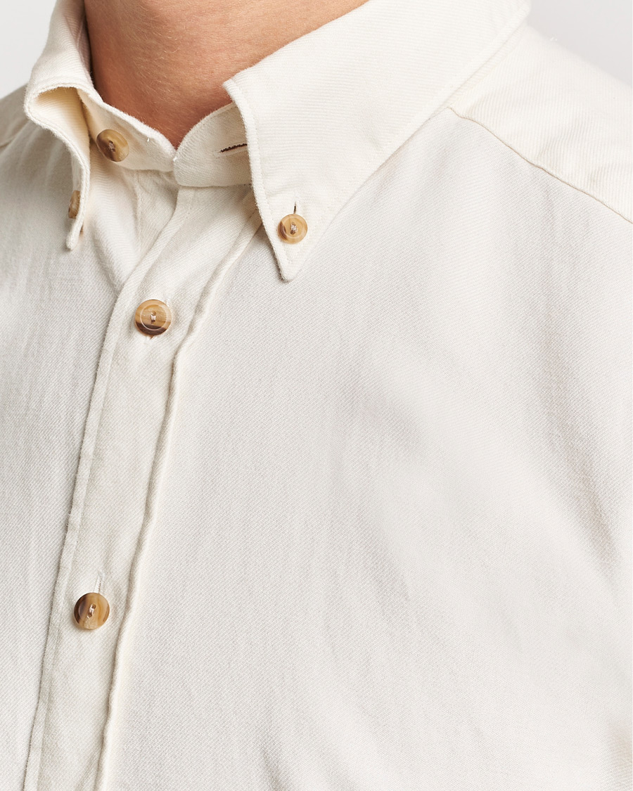 Uomini | Camicie | Eton | Slim Fit Twill Flannel Shirt Off White