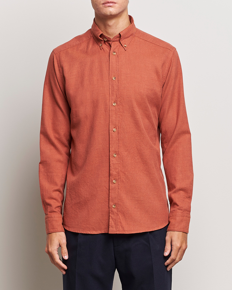 Uomini | Camicie | Eton | Slim Fit Twill Flannel Shirt Rust Red