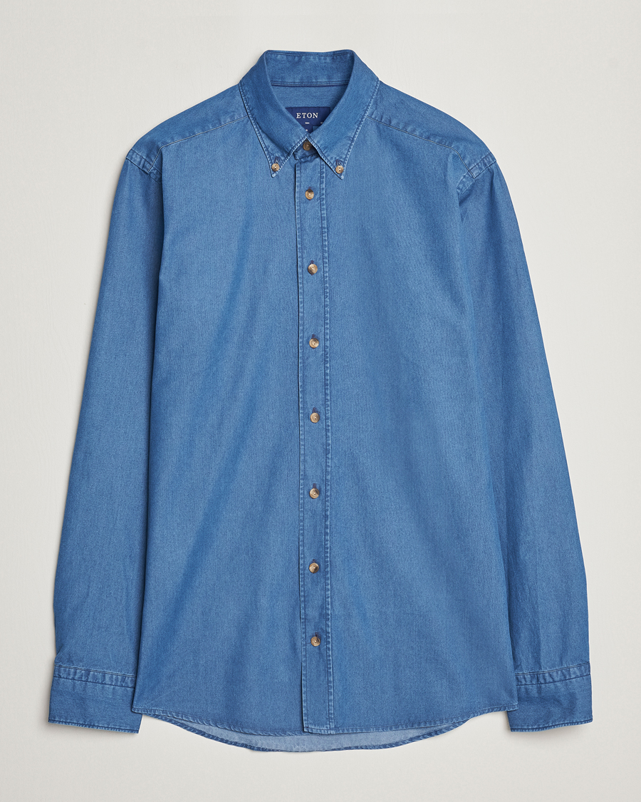 Uomini | Camicie | Eton | Slim Fit Denim Shirt Blue