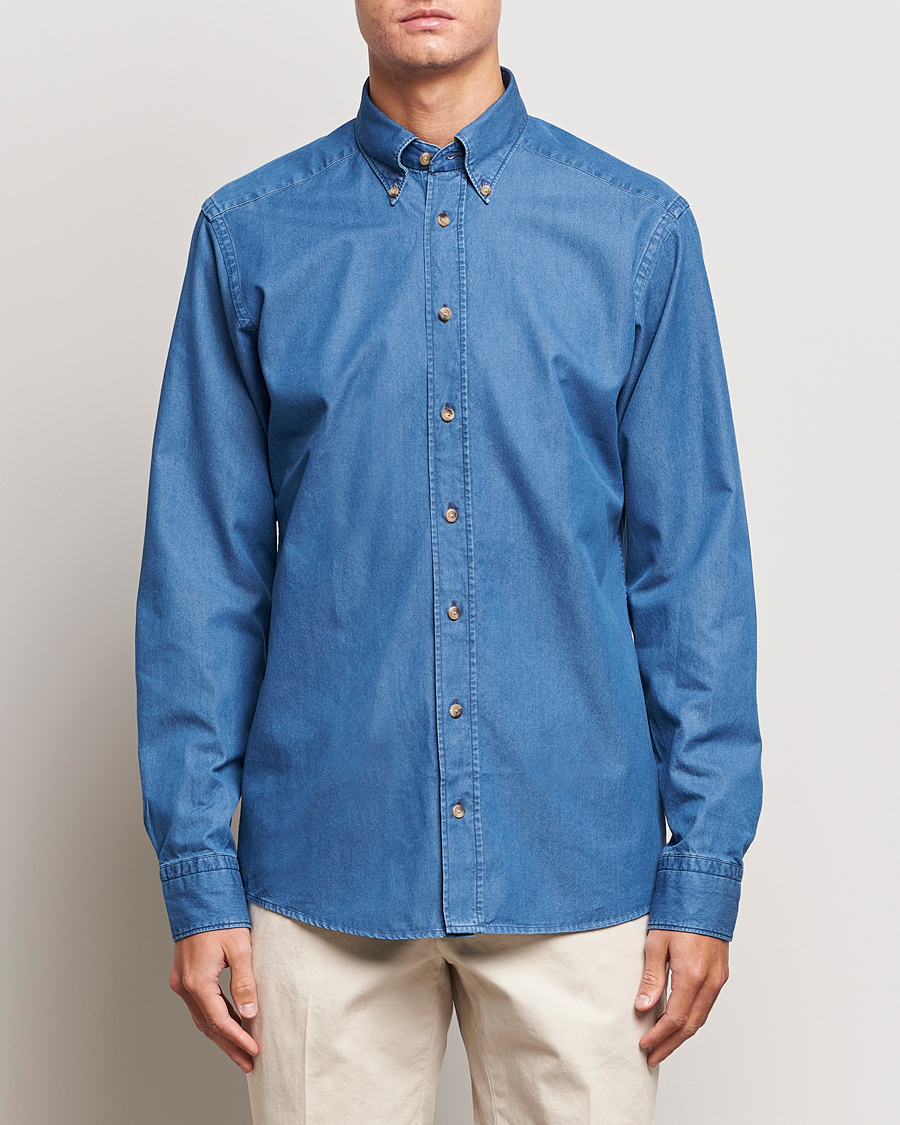 Uomini | Camicie | Eton | Slim Fit Denim Shirt Blue