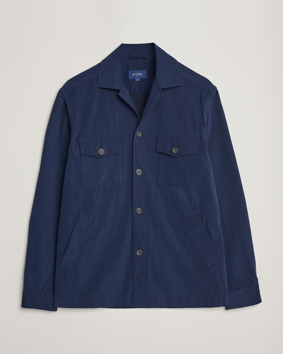 Uomini | Camicie | Eton | Twill Moleskin Overshirt Navy Blue