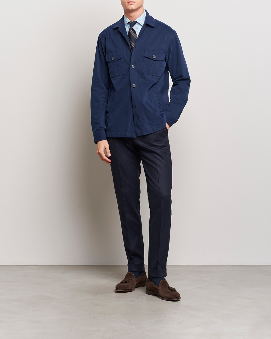 Uomini | Camicie | Eton | Twill Moleskin Overshirt Navy Blue