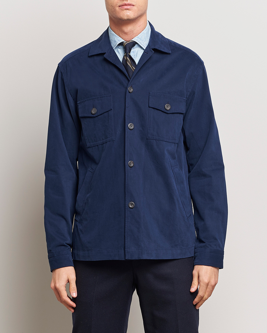 Uomini | Camicie | Eton | Twill Moleskin Overshirt Navy Blue