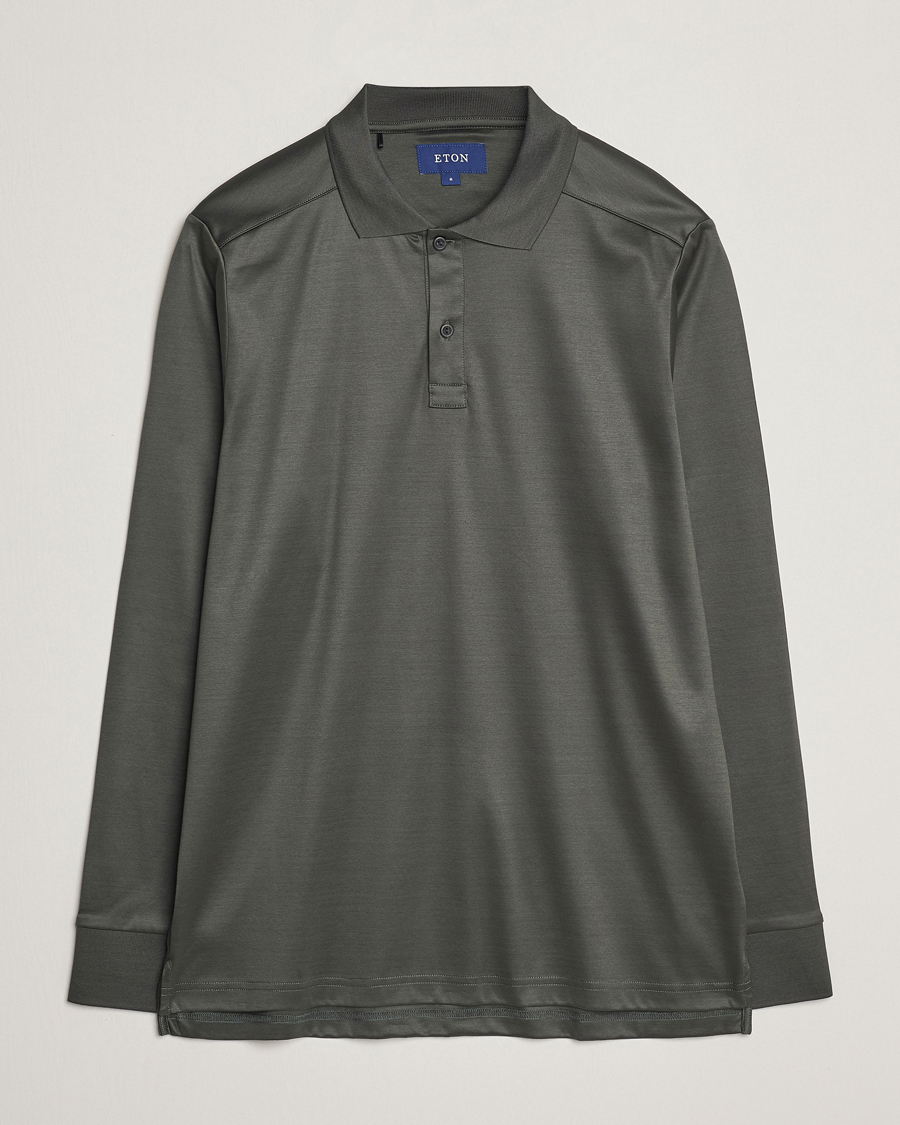 Uomini | Maglieria | Eton | Filo Di Scozia Long Sleeve Polo Dark Green