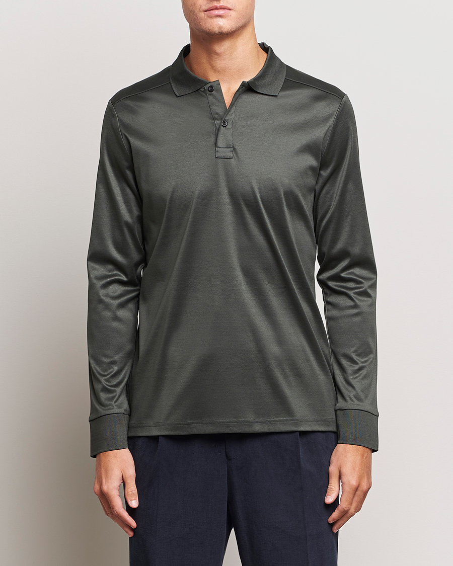 Uomini | Maglieria | Eton | Filo Di Scozia Long Sleeve Polo Dark Green