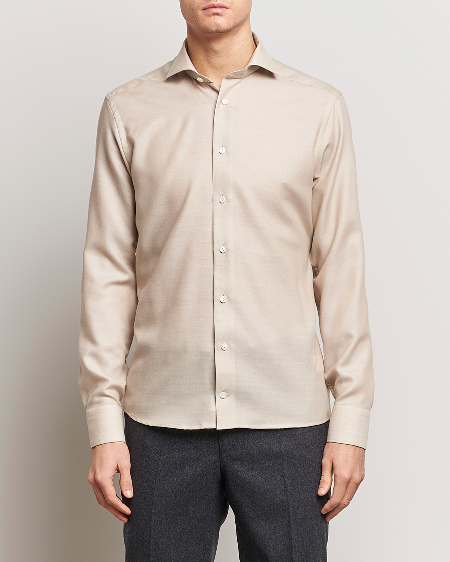 Uomini | Camicie | Eton | Slim Fit Merino Shirt Beige