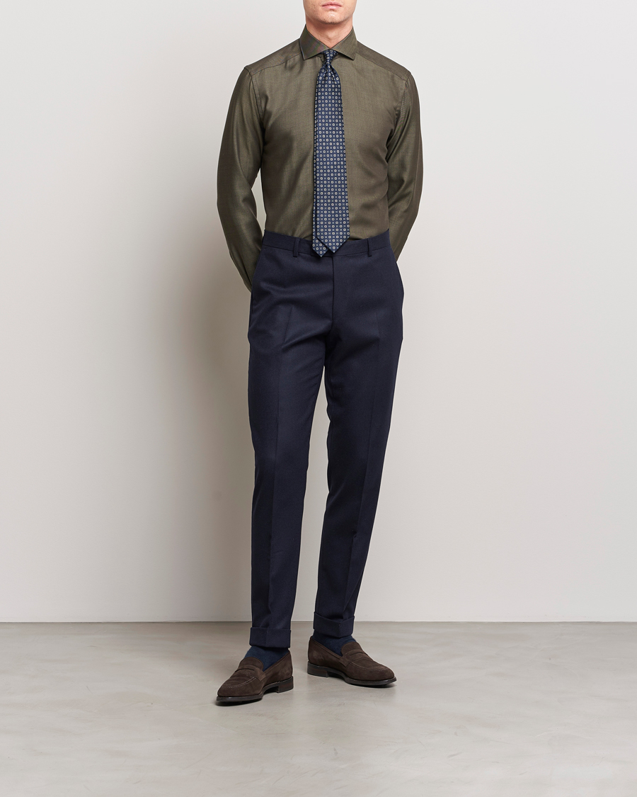 Uomini | Camicie | Eton | Slim Fit Merino Shirt Dark Brown