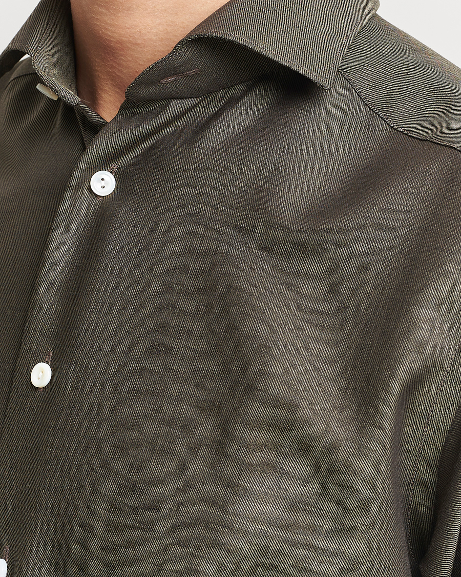 Uomini | Camicie | Eton | Slim Fit Merino Shirt Dark Brown