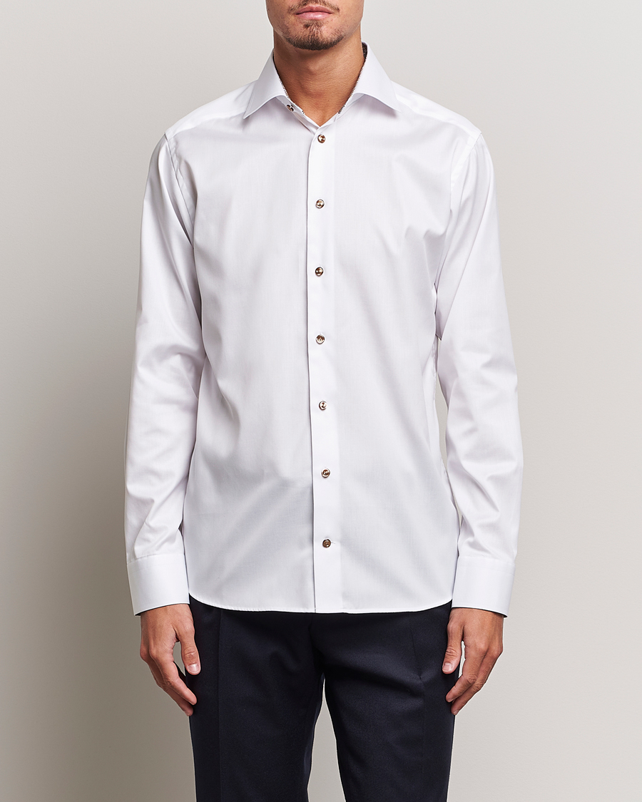 Uomini | Camicie | Eton | Slim Fit Signature Twill Contrast Shirt White