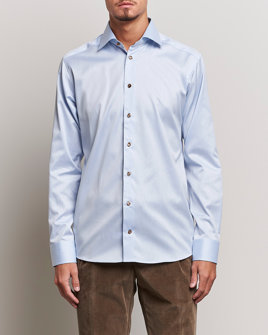 Uomini | Camicie | Eton | Slim Fit Signature Twill Contrast Shirt Blue