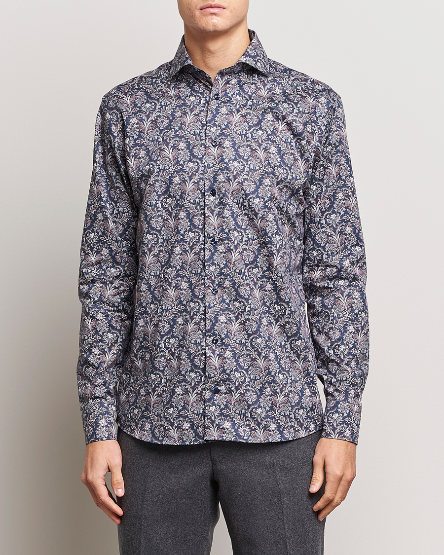 Uomini | Camicie | Eton | Slim Fit Signature Twill Printed Shirt Navy Blue