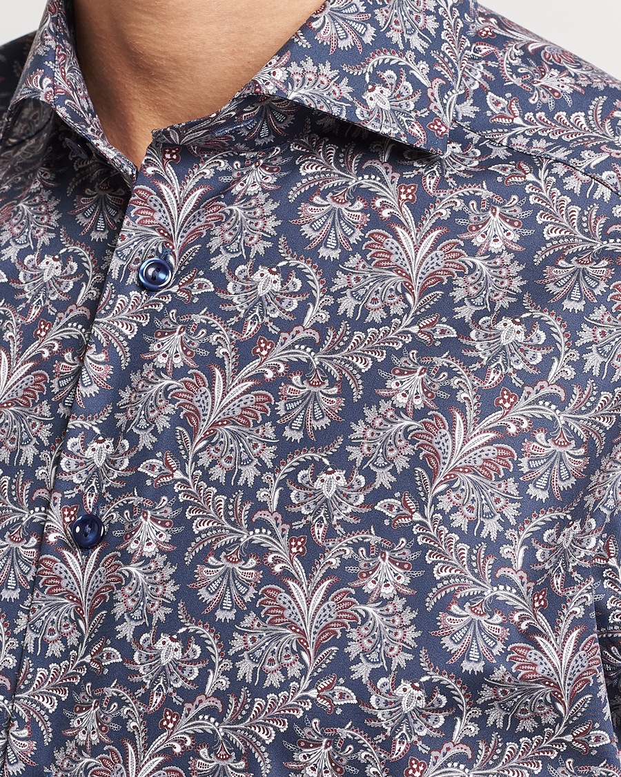 Uomini | Camicie | Eton | Slim Fit Signature Twill Printed Shirt Navy Blue