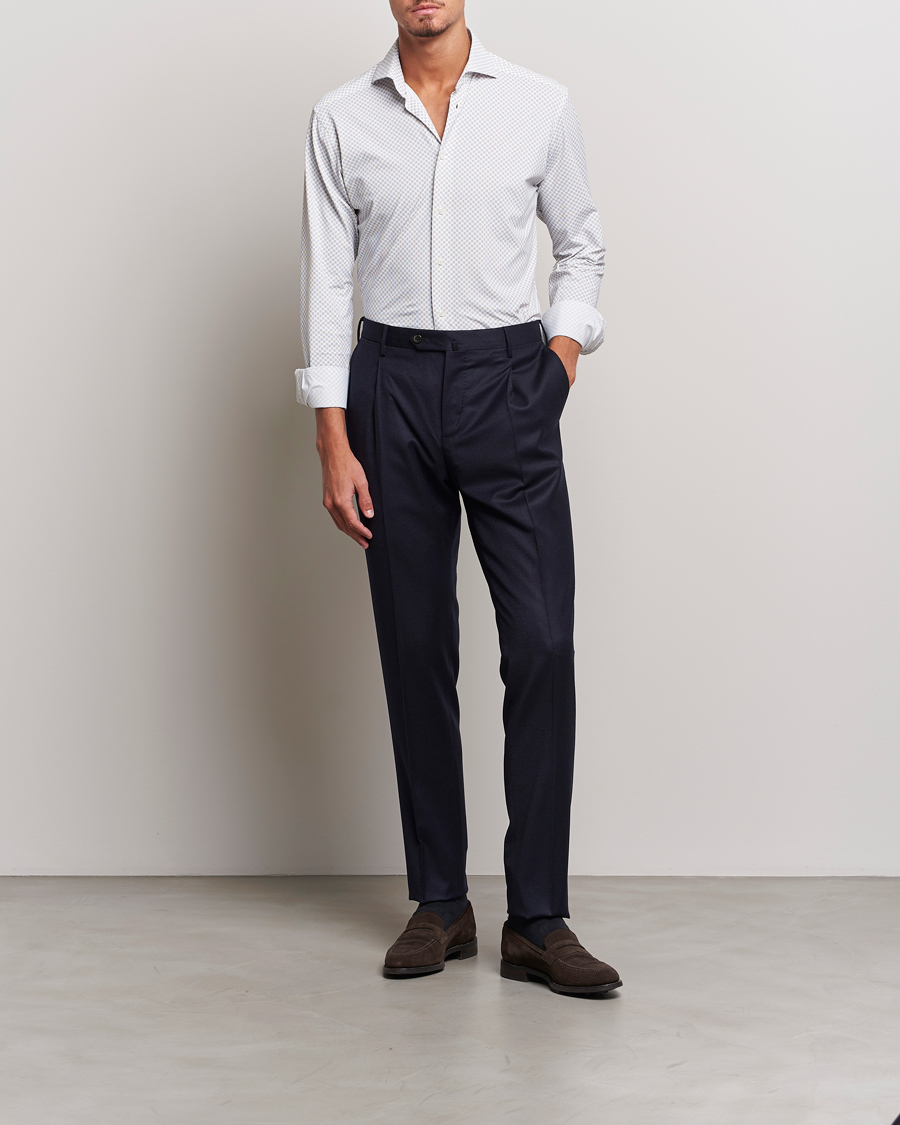 Uomini | Camicie | Eton | Slim Fit Four Way Stretch Printed Shirt Beige