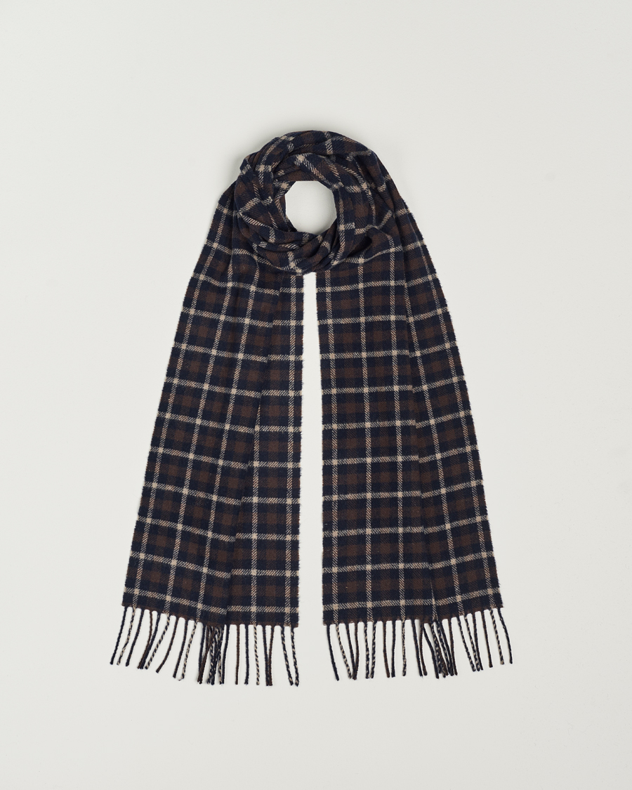 Uomini | Eton Checked Wool Scarf Dark Brown | Eton | Checked Wool Scarf Dark Brown