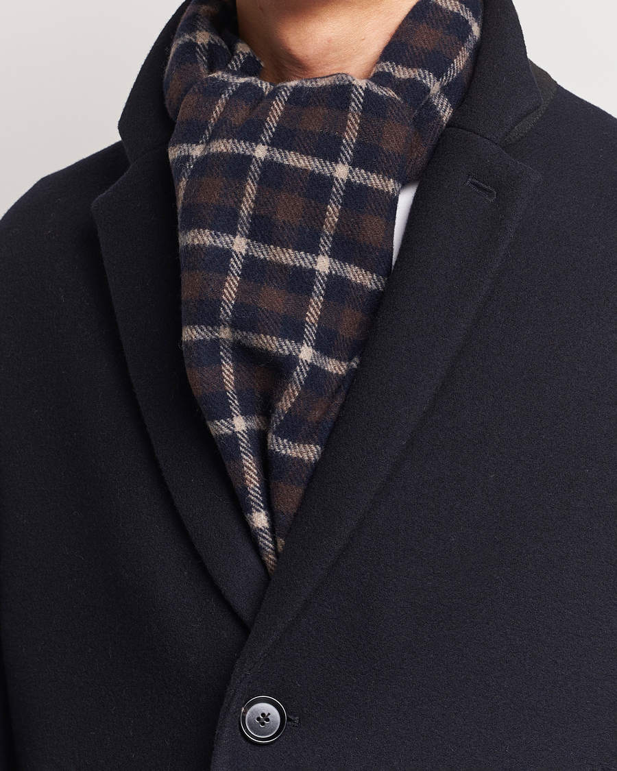 Uomini | Eton Checked Wool Scarf Dark Brown | Eton | Checked Wool Scarf Dark Brown