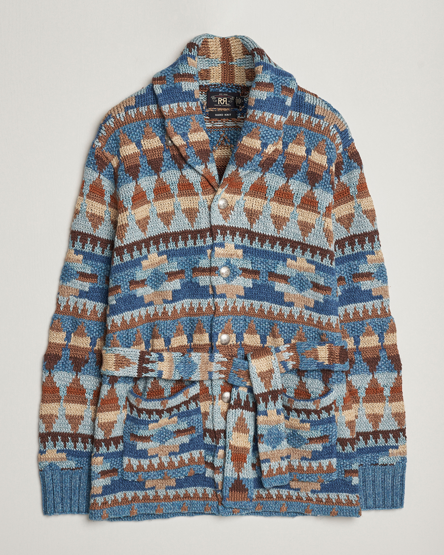 Uomini | Maglieria | RRL | Ranch Shawl Collar Cardigan Brown/Blue