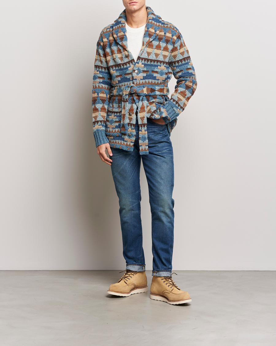 Uomini | Maglieria | RRL | Ranch Shawl Collar Cardigan Brown/Blue