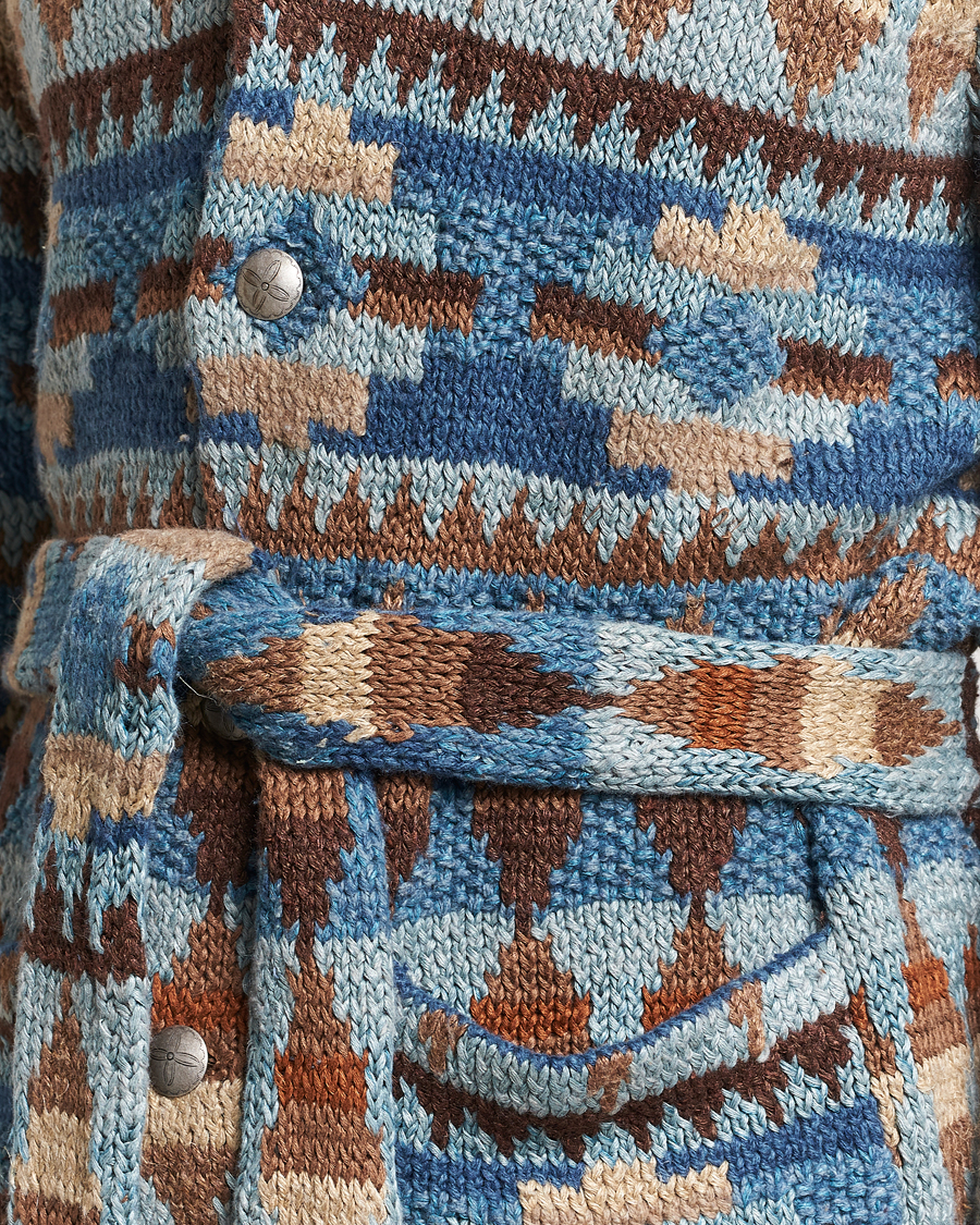 Uomini | Maglieria | RRL | Ranch Shawl Collar Cardigan Brown/Blue