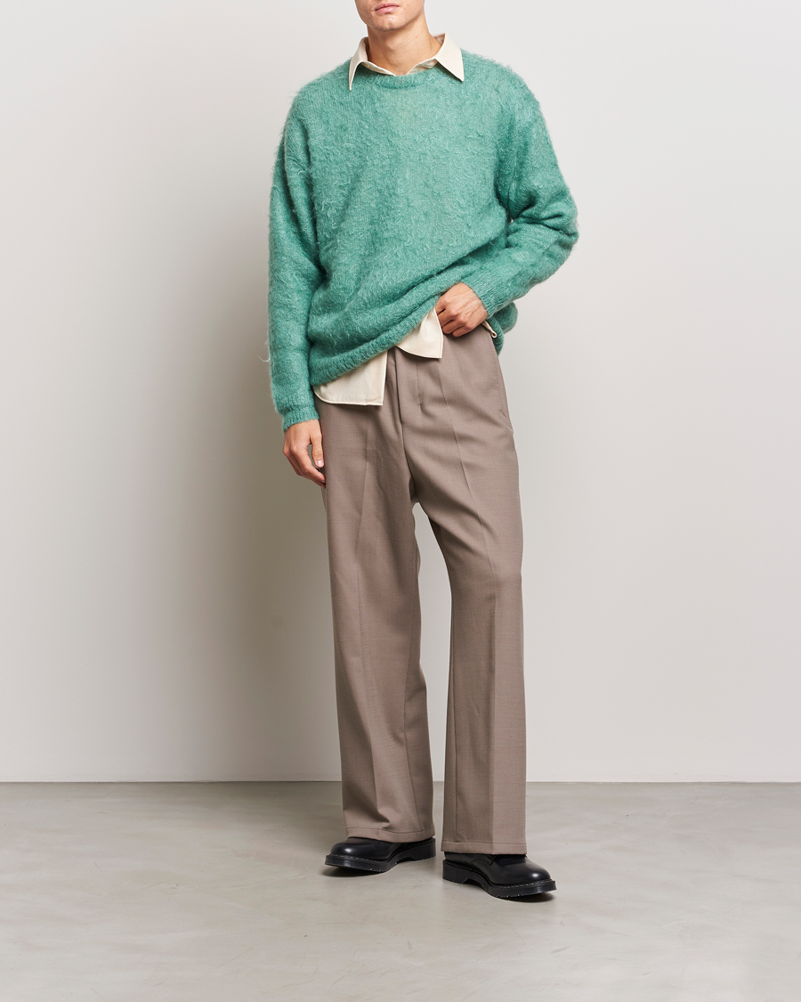Uomini | Maglieria | Auralee | Brushed Mohair Pullover Jade Green
