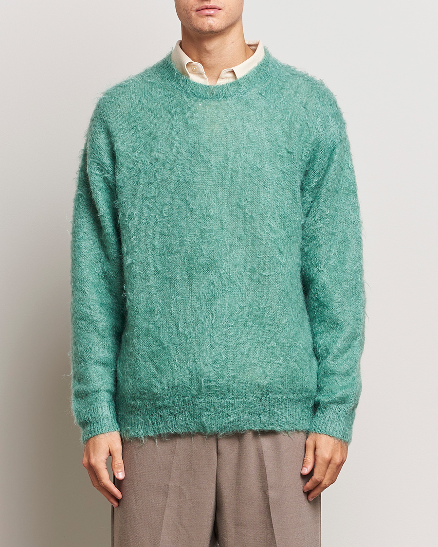 Uomini | Maglieria | Auralee | Brushed Mohair Pullover Jade Green