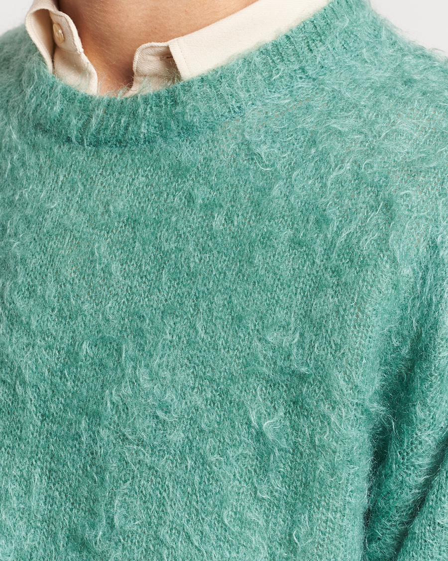Uomini | Maglieria | Auralee | Brushed Mohair Pullover Jade Green