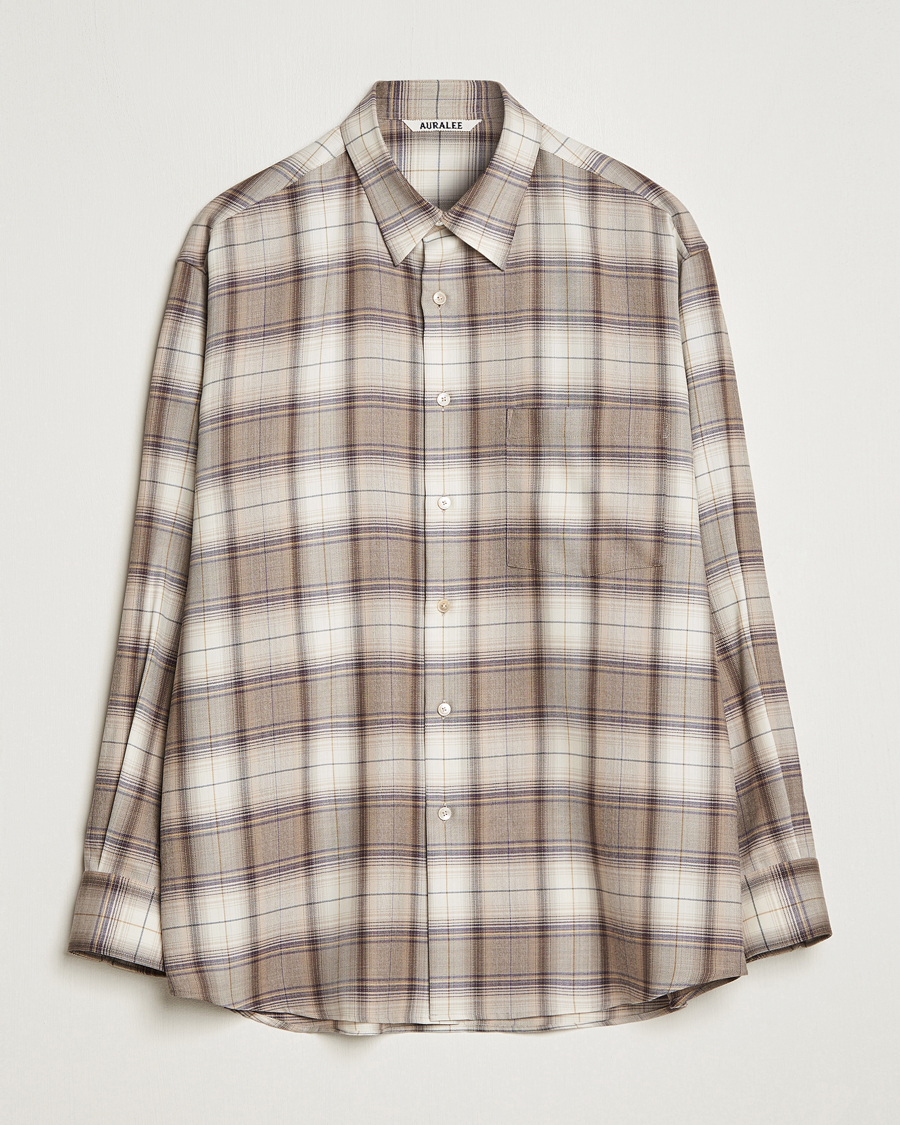 Uomini | Camicie | Auralee | Super Light Wool Shirt Brown Check