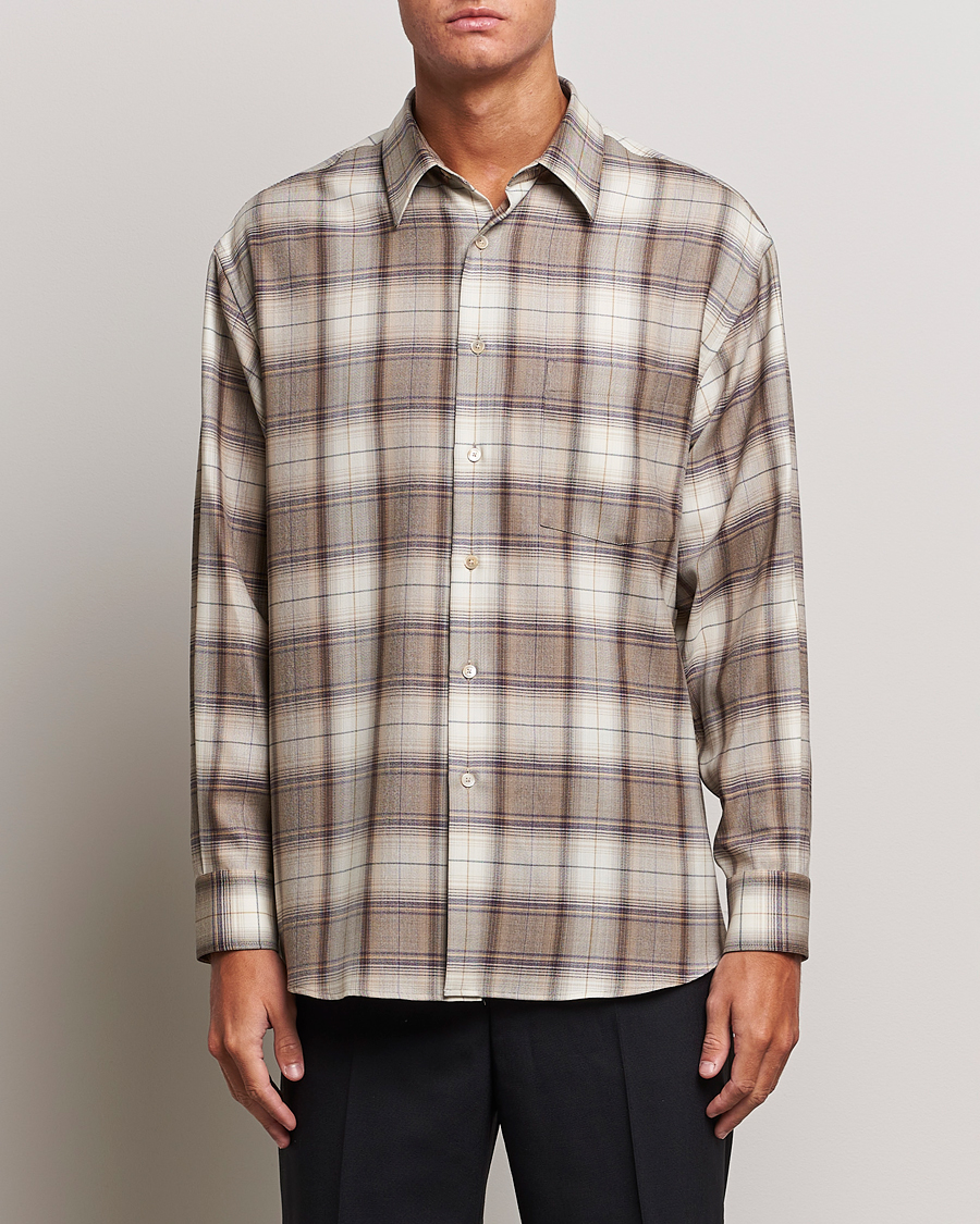 Uomini | Camicie | Auralee | Super Light Wool Shirt Brown Check