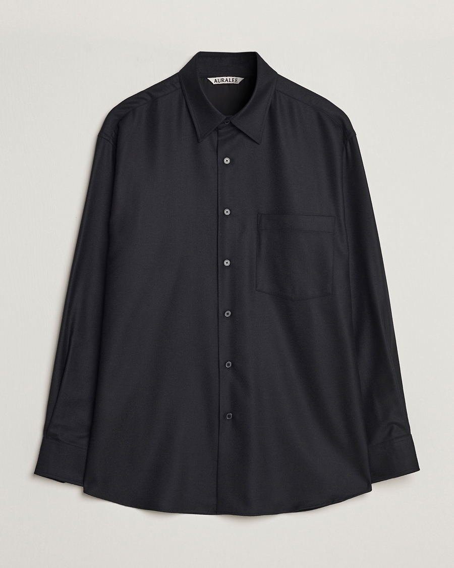 Uomini | Camicie | Auralee | Super Light Wool Shirt Black