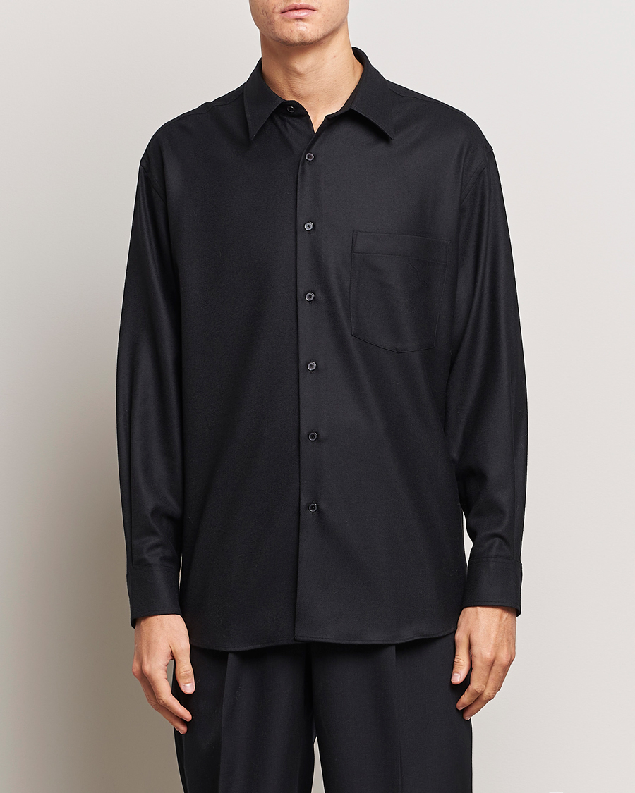 Uomini | Camicie | Auralee | Super Light Wool Shirt Black