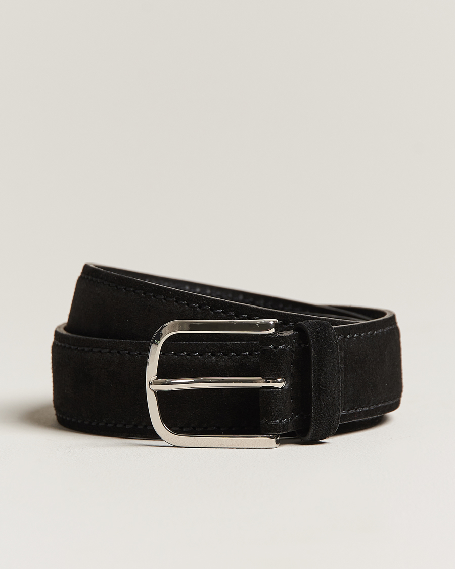Uomini | Orciani Suede Belt 3,5 cm Black | Orciani | Suede Belt 3,5 cm Black