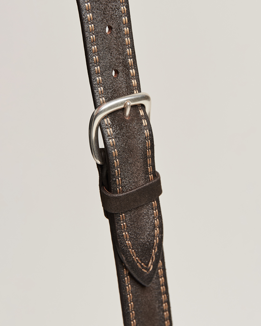 Uomini | Orciani Suede Stitched Belt 3,5 cm Dark Brown | Orciani | Suede Stitched Belt 3,5 cm Dark Brown