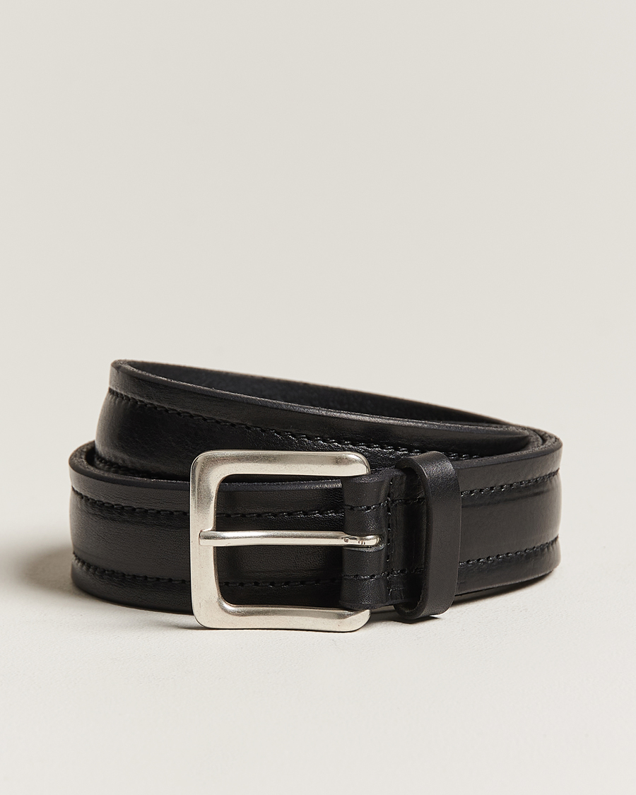 Uomini | Orciani Vachetta Stitched Belt 3,5 cm Black | Orciani | Vachetta Stitched Belt 3,5 cm Black