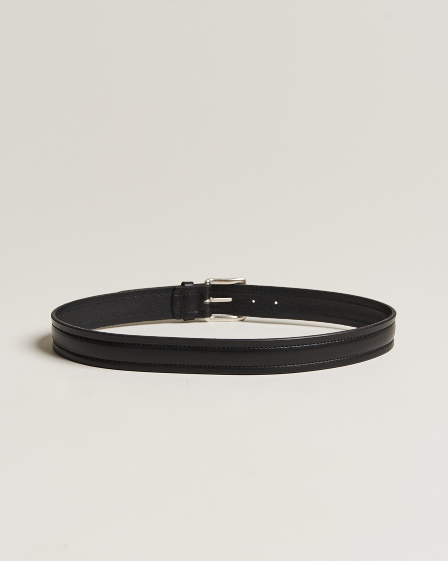 Uomini | Orciani Vachetta Stitched Belt 3,5 cm Black | Orciani | Vachetta Stitched Belt 3,5 cm Black