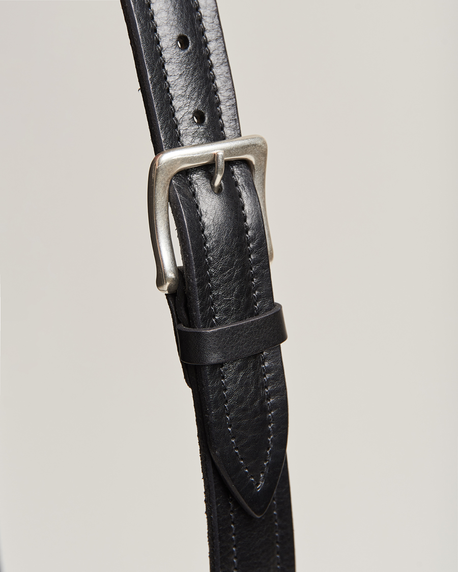 Uomini | Orciani Vachetta Stitched Belt 3,5 cm Black | Orciani | Vachetta Stitched Belt 3,5 cm Black