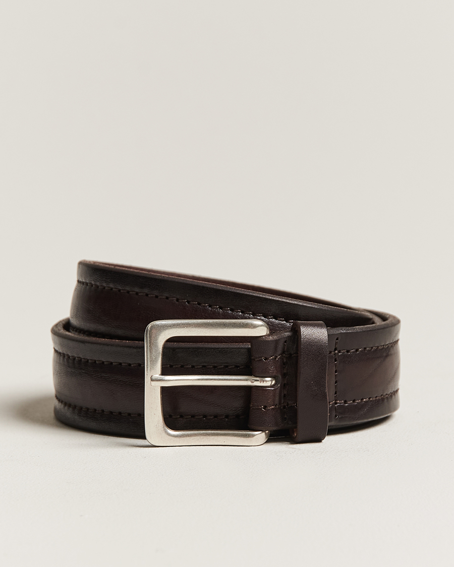 Uomini | Orciani Vachetta Stitched Belt 3,5 cm Dark Brown | Orciani | Vachetta Stitched Belt 3,5 cm Dark Brown