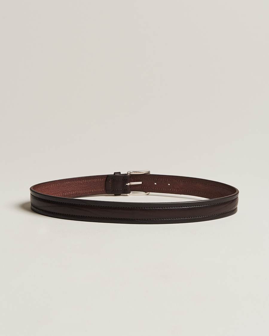Uomini | Orciani Vachetta Stitched Belt 3,5 cm Dark Brown | Orciani | Vachetta Stitched Belt 3,5 cm Dark Brown