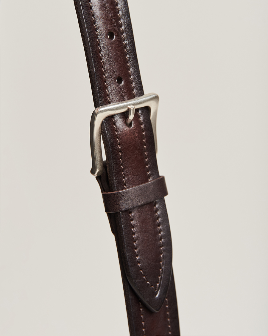 Uomini | Orciani Vachetta Stitched Belt 3,5 cm Dark Brown | Orciani | Vachetta Stitched Belt 3,5 cm Dark Brown