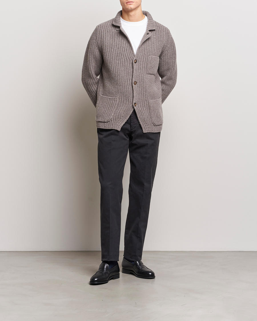 Uomini | Pantaloni | Incotex | Straight Fit Cotton Chinos Black