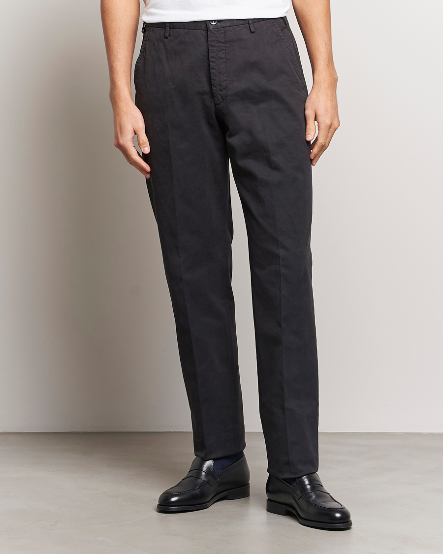 Uomini | Pantaloni | Incotex | Straight Fit Cotton Chinos Black