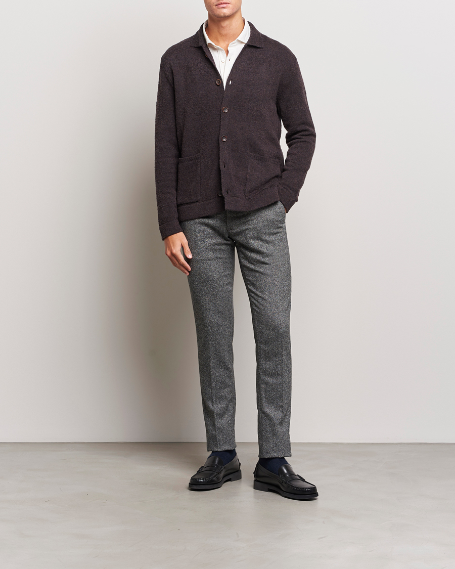 Uomini | Pantaloni | Incotex | Slim Fit Washed Wool/Silk Slacks Grey Melange