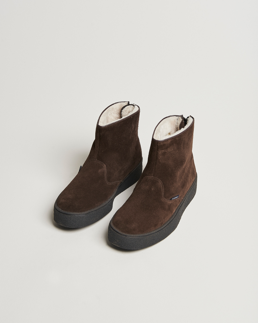 Uomini | Sanders Sherling Lined Suede Curling Boot Chocolate | Sanders | Sherling Lined Suede Curling Boot Chocolate