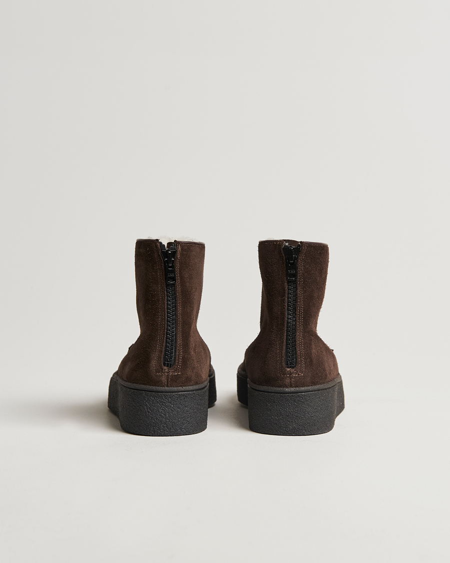 Uomini | Stivali | Sanders | Sherling Lined Suede Curling Boot Chocolate