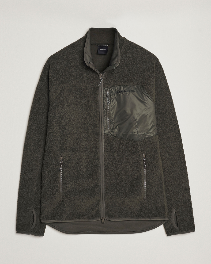 Uomini | Maglieria | Peak Performance | Pile Full Zip Olive Extreme