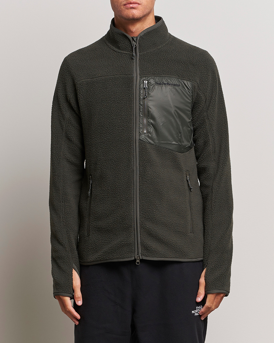Uomini | Maglieria | Peak Performance | Pile Full Zip Olive Extreme